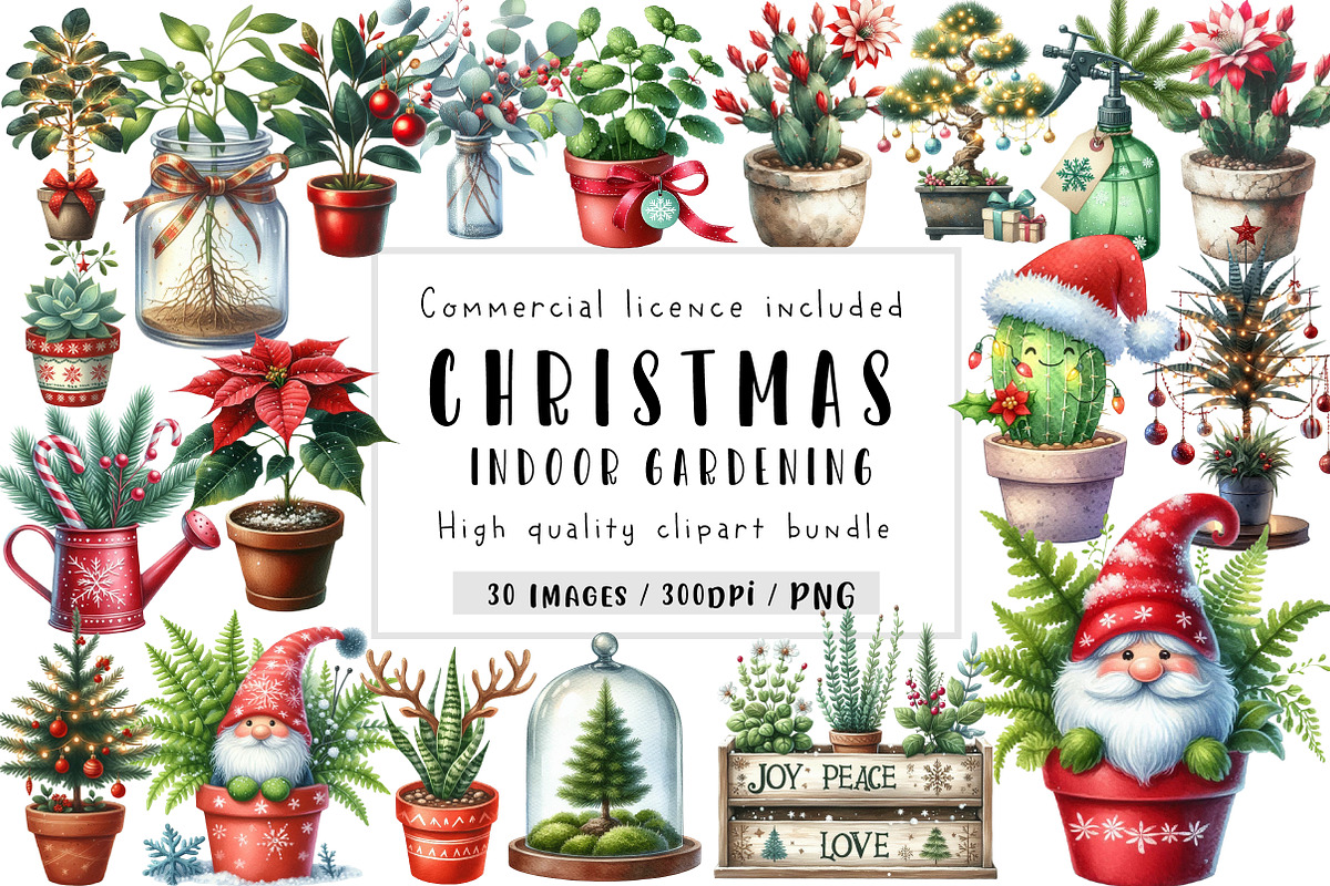 Christmas Indoor Gardening Clipart, an Illustration by CreationArt (Photo 1 of 5)