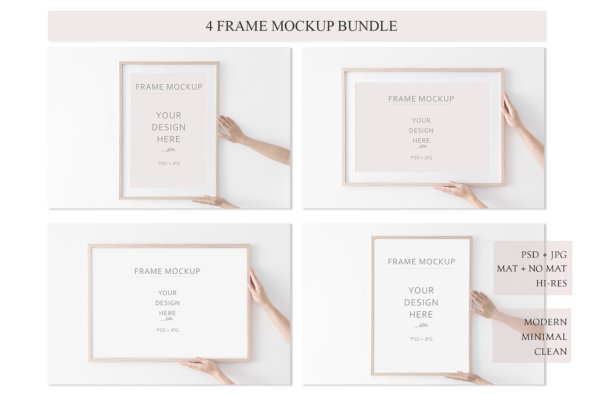 Wooden Frame Mockup Bundle., a Print Template by Kate Roubin (Photo 1 of 9)