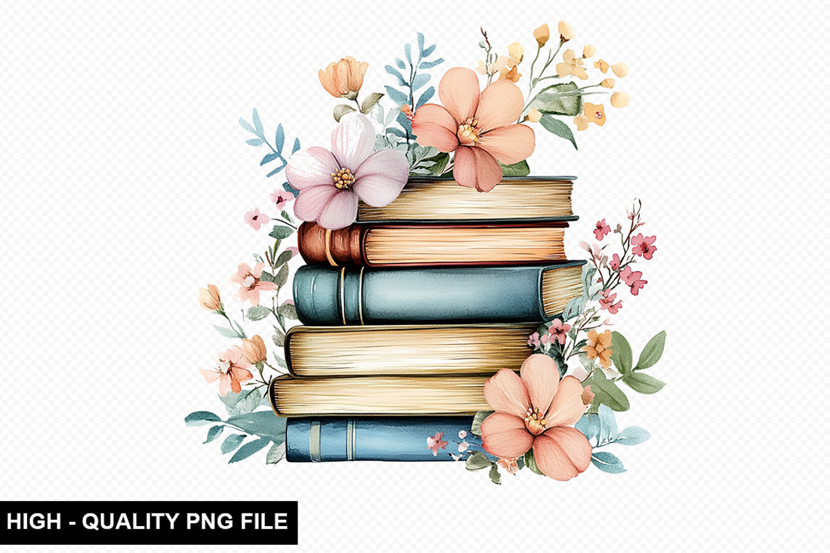 Watercolor Floral Book Clipart, an Illustration by crative8112 (Photo 9 of 10)