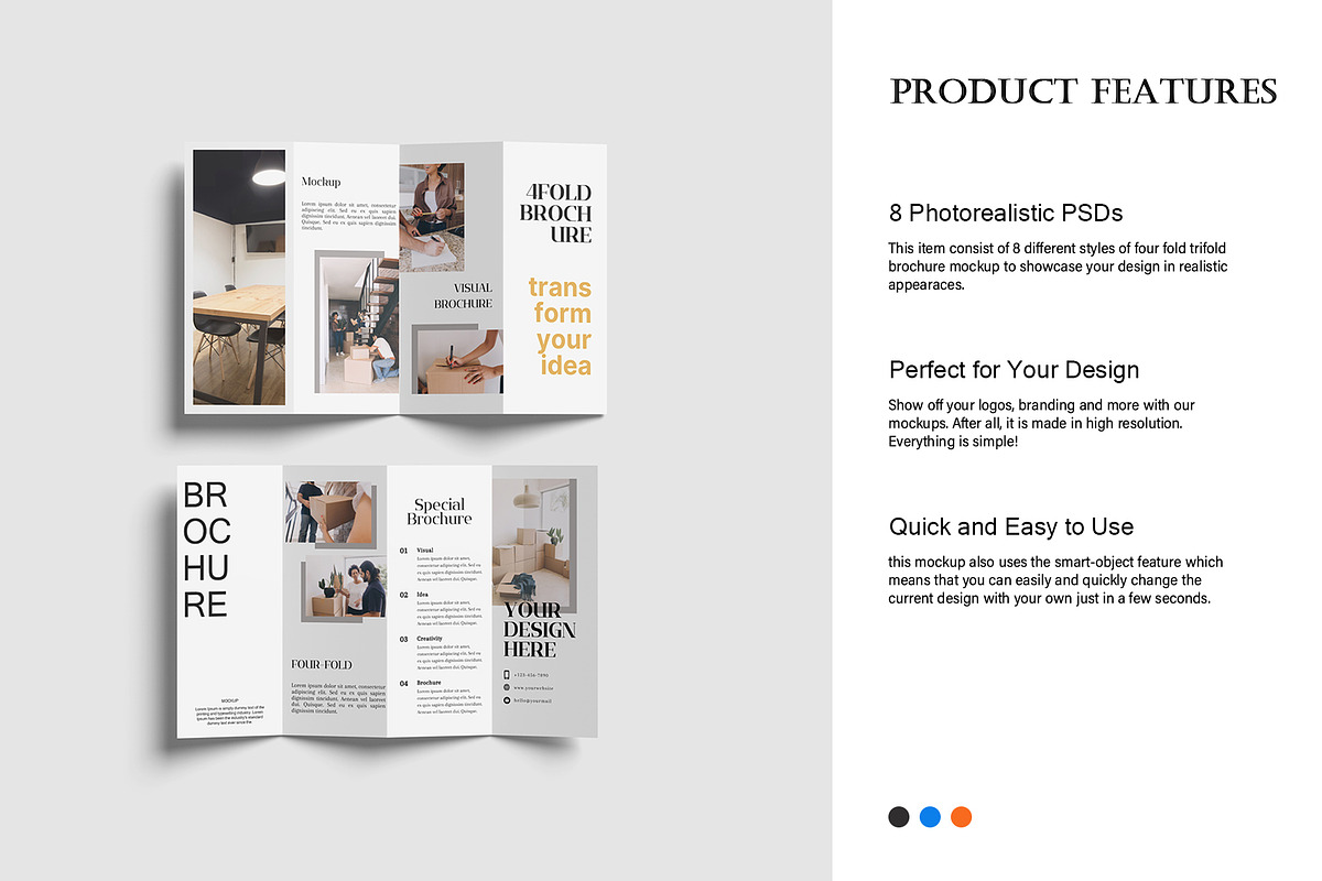 Four-Fold (4 fold) Brochure Mockups, a Books & Magazine Mockup by Lxadesign (Photo 6 of 14)