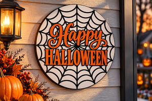 Happy Halloween Door Hanger SVG, an Object Graphic by Libby Wishes