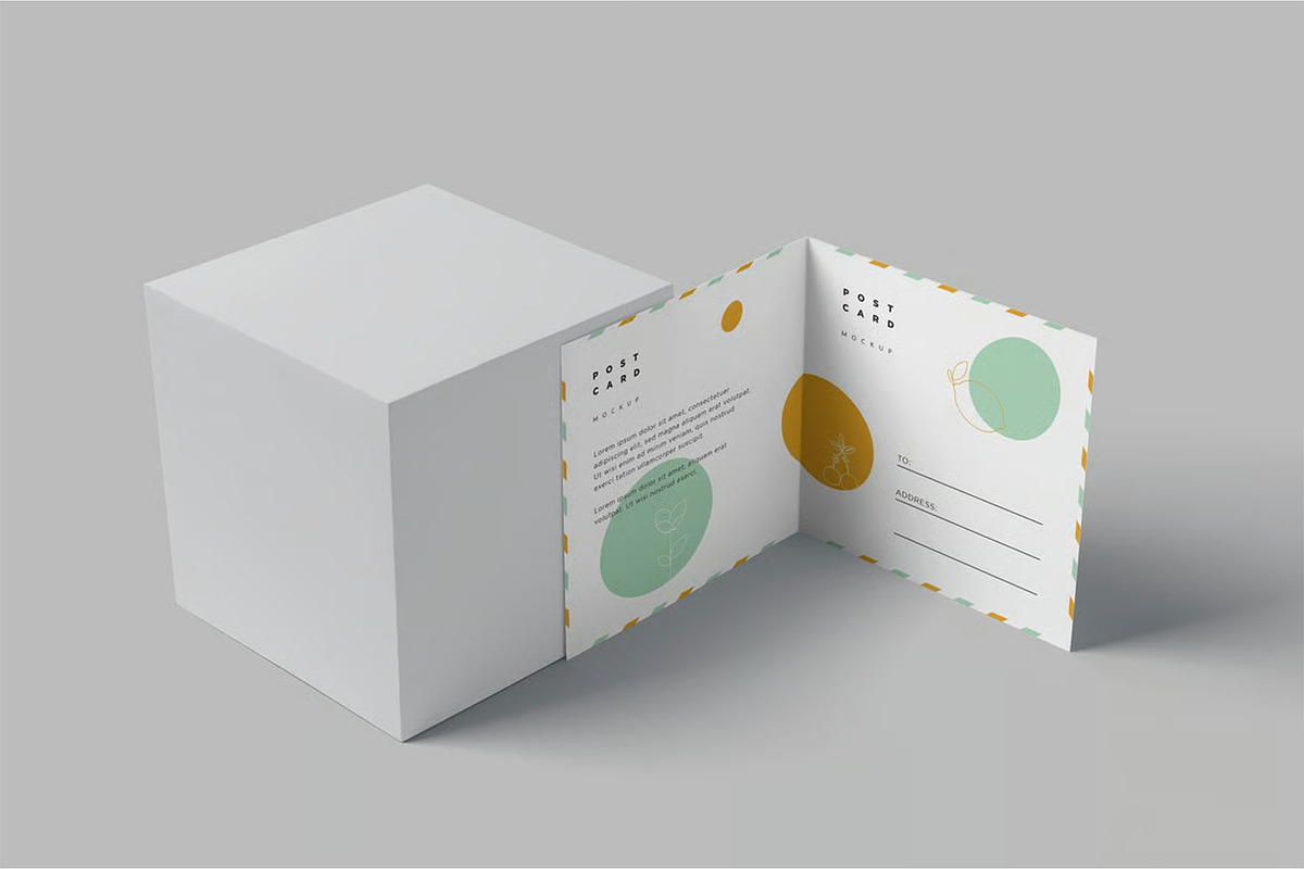 Square Bi Fold Post Card Mockups, an Advertising Mockup by megostudi0 (Photo 7 of 7)