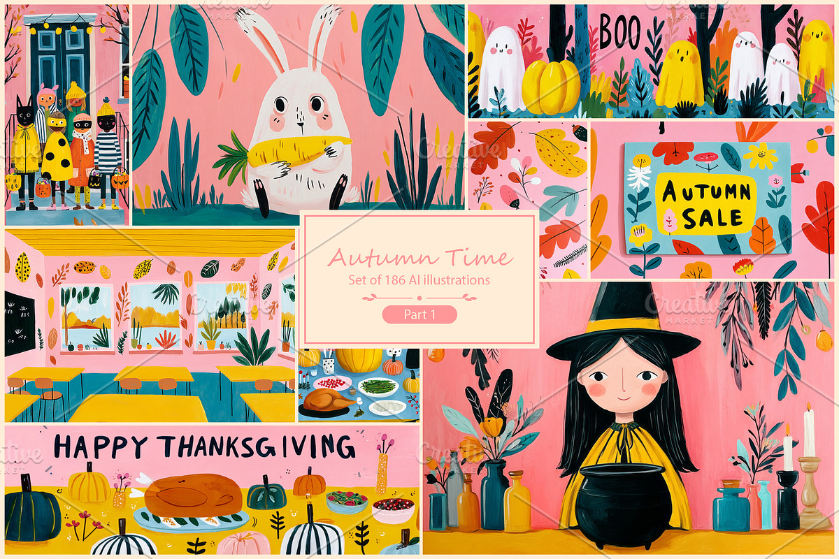 Autumn Time 1- 186 AI illustrations, a Seasonal Illustration by Pundateam (Photo 1 of 9)