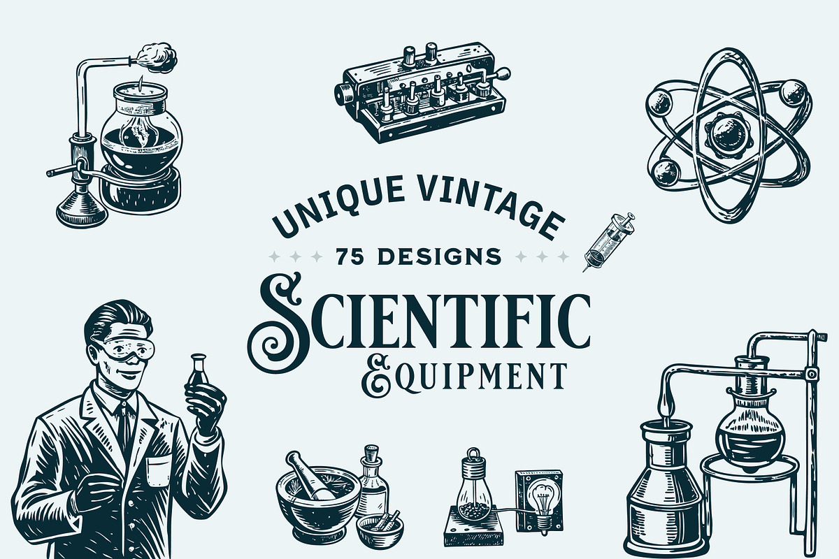 Vintage Scientific Equipment Art Set, an Education Illustration by Prosymbols (Photo 1 of 10)