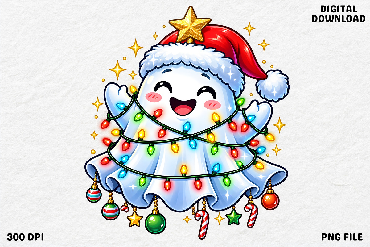 Cute Christmas Ghost PNG Design, an Object Graphic by Zahyl Studio (Photo 1 of 7)