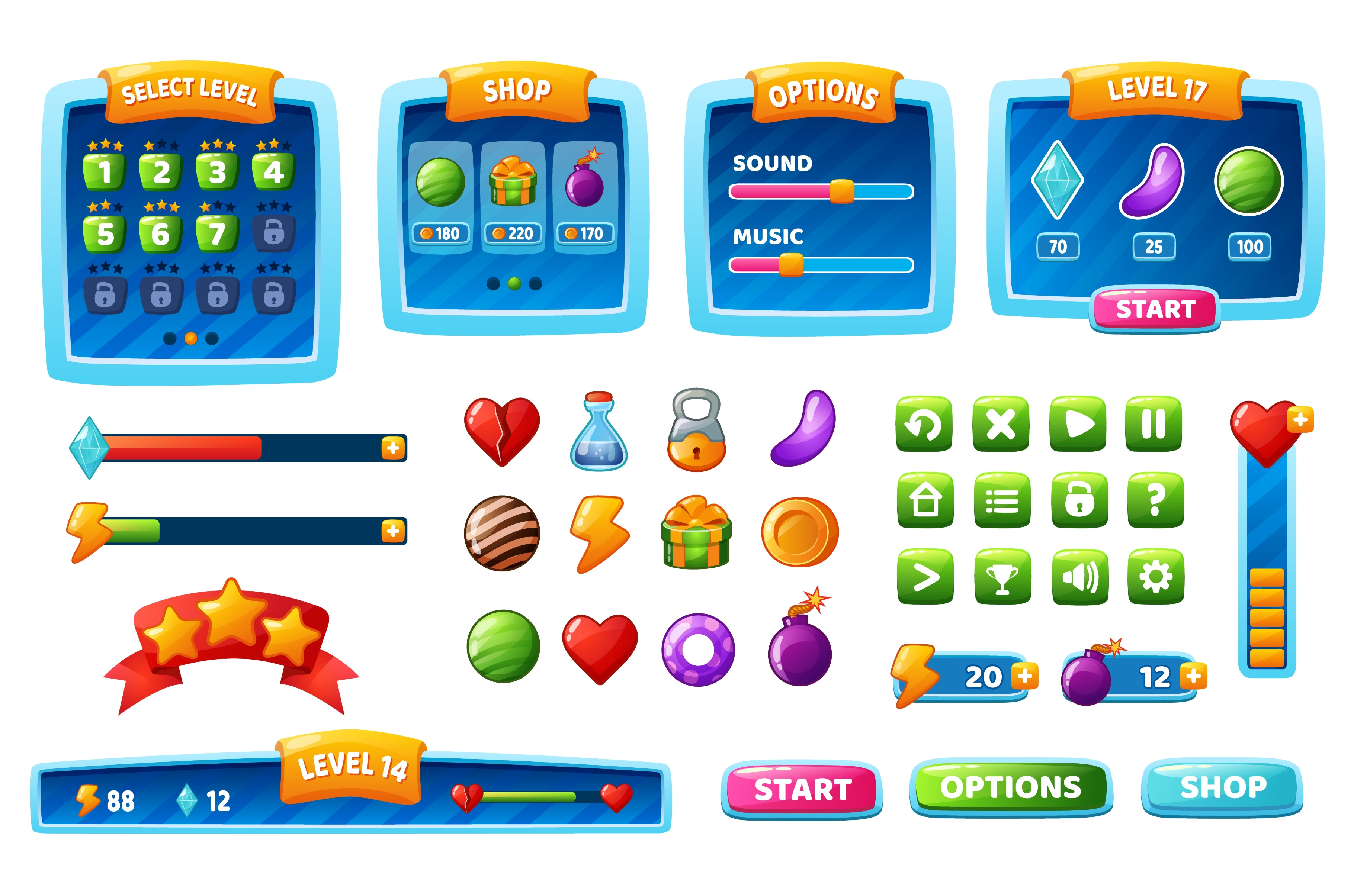 Game ui kit, cartoon gaming, an Object Graphic by Frogella