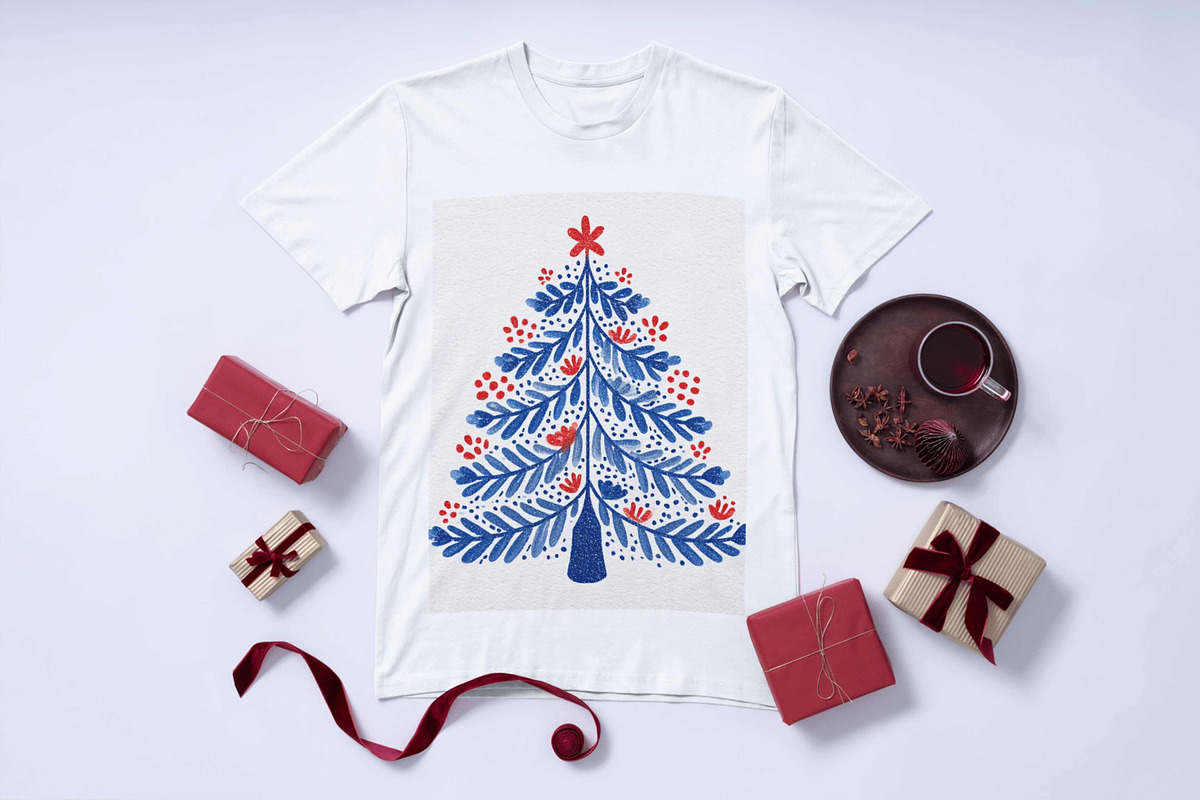 Decorative Red Blue Christmas Trees, an Icon by Pattern Whimsy (Photo 3 of 6)