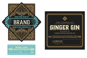 Full Liquor Label Design with Front, a Card Template by OneVectorStock