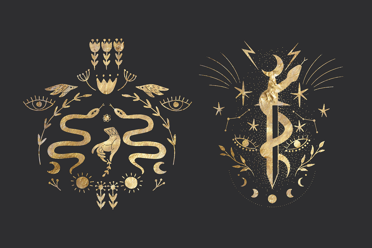 Golden kaleidoscope. Vector graphics, a Decorative Illustration by Chikovnaya (Photo 11 of 14)