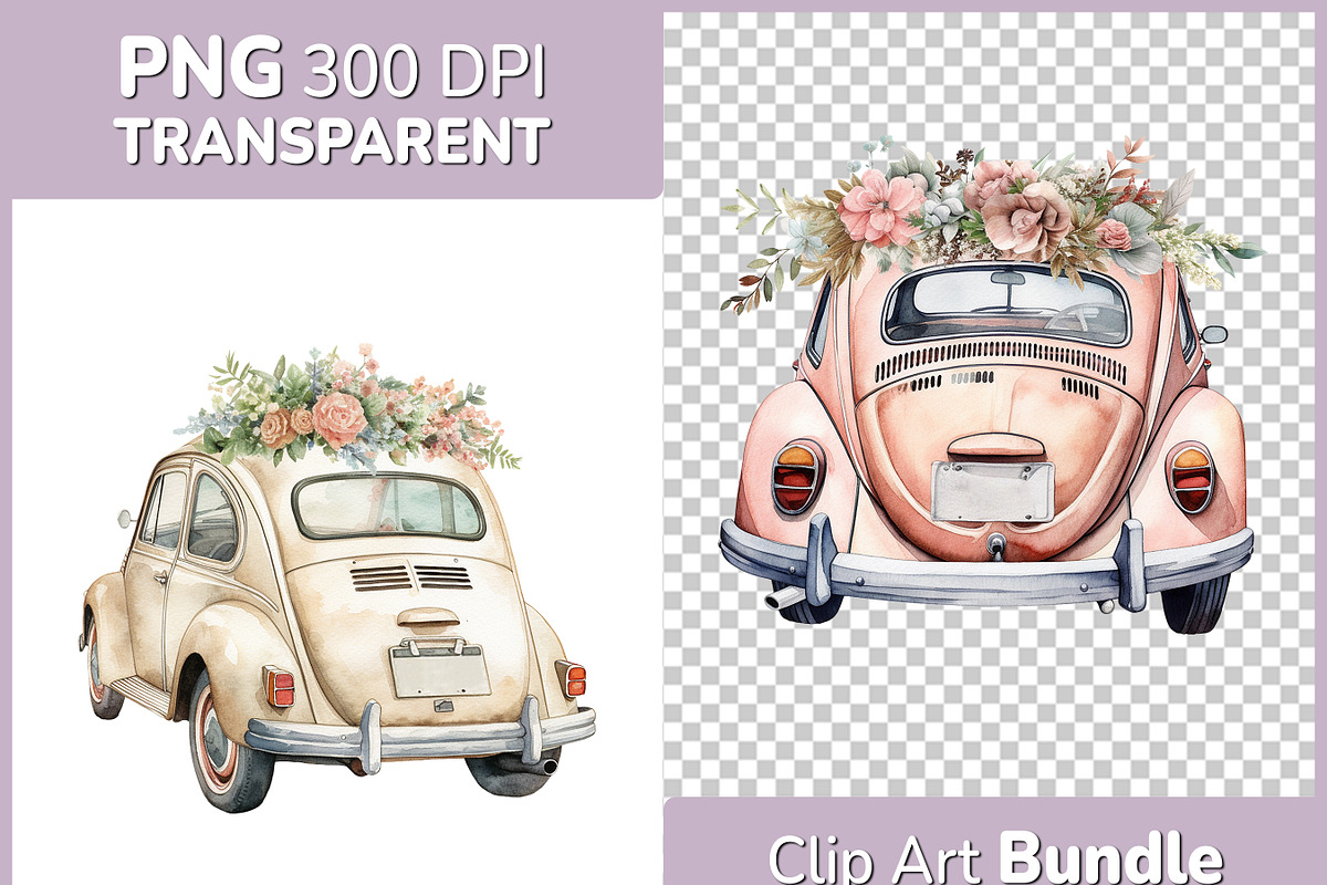 Wedding Car PNG Clipart Bundle, a Decorative Illustration by Digital Dreamscaping (Photo 1 of 10)