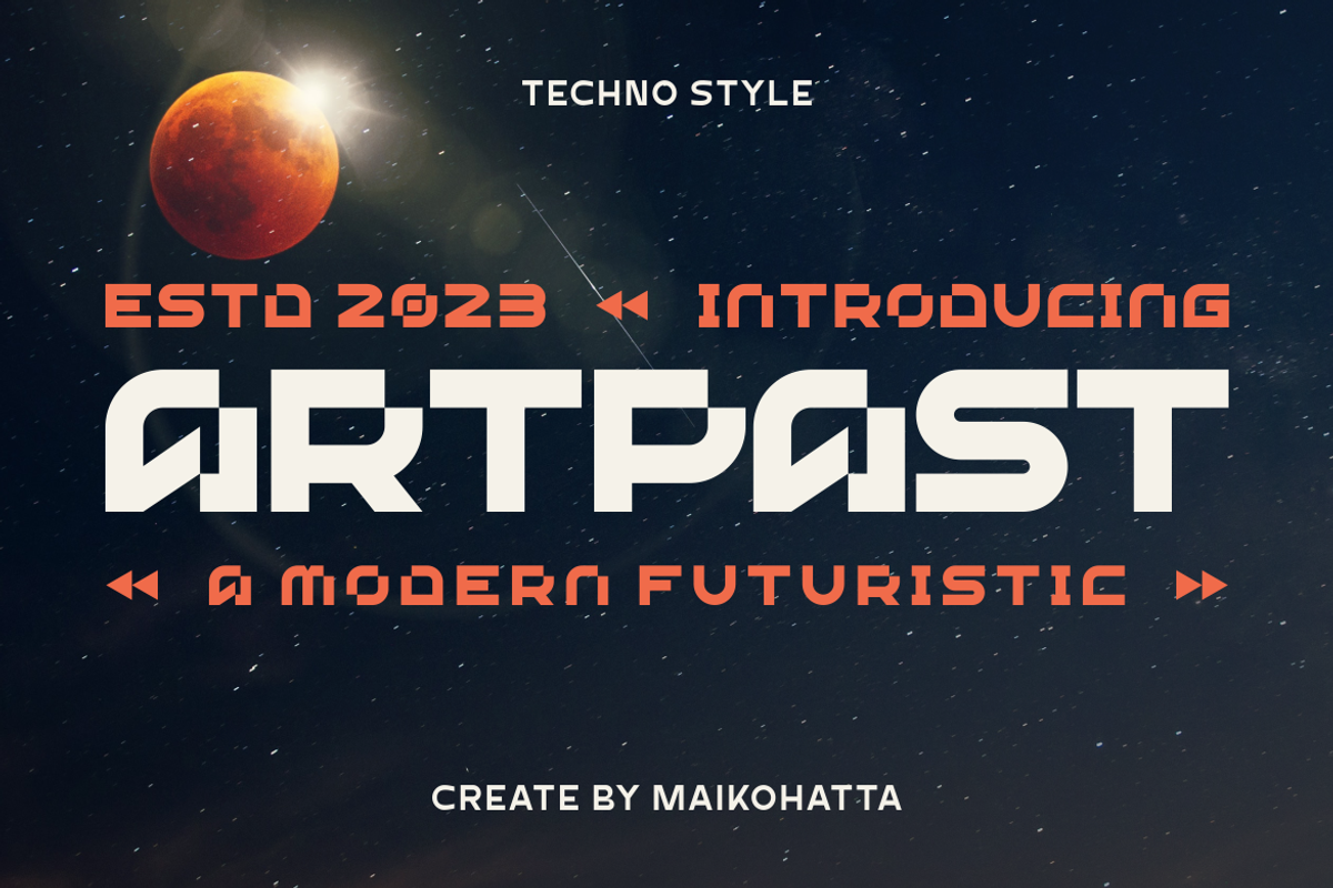 Artpast - Modern Futuristic Font, a Handwritten Font by MaikoHatta (Photo 1 of 5)