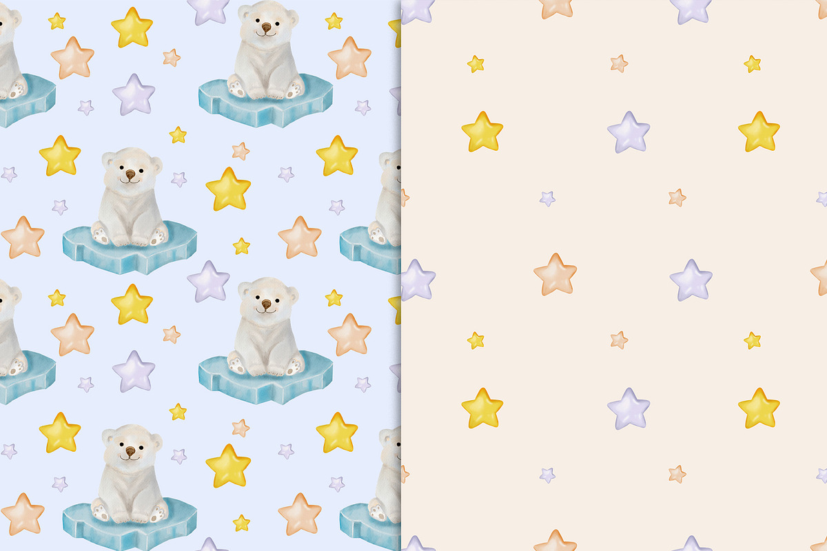 Polar Bear Digital Paper, Watercolor, a Pattern Graphic by TetianaArt (Photo 5 of 7)