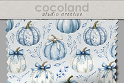 Blue White Pumpkins Seamless Pattern, a Pattern Graphic by Kreeya Art Shop (Thumbnail 8 of 9)