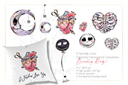 Whimsical Gothic Valentine Clipart, a Seasonal Illustration by KaramfilaS (Thumbnail 3 of 8)