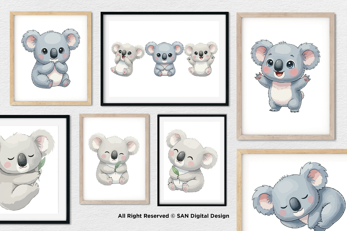 15 Bundle Watercolor Cute Koala Kids, an Animal Illustration by Morspective (Photo 4 of 8)