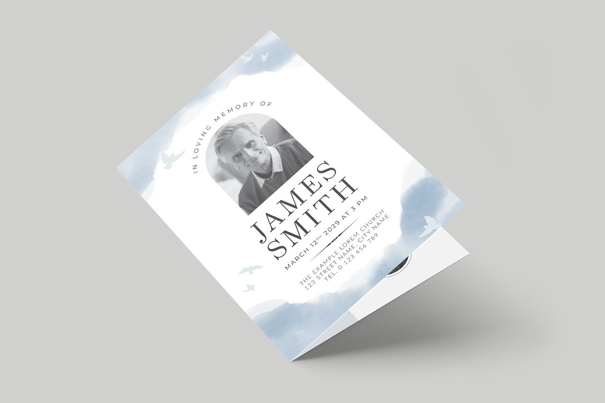 Watercolor Blue Sky Funeral Service, a Flyer Template by BrandPacks (Photo 2 of 6)