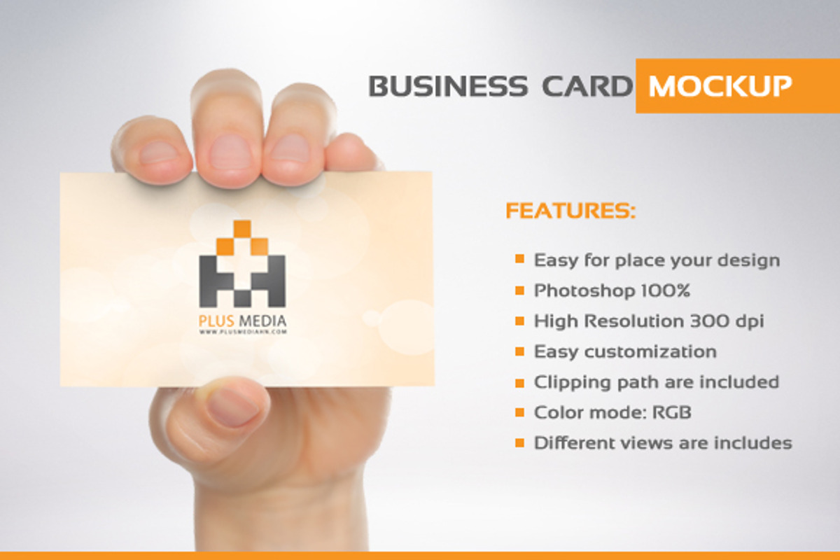Business Card Mockup PSD, an Advertising Mockup by Plus Media (Photo 1 of 4)