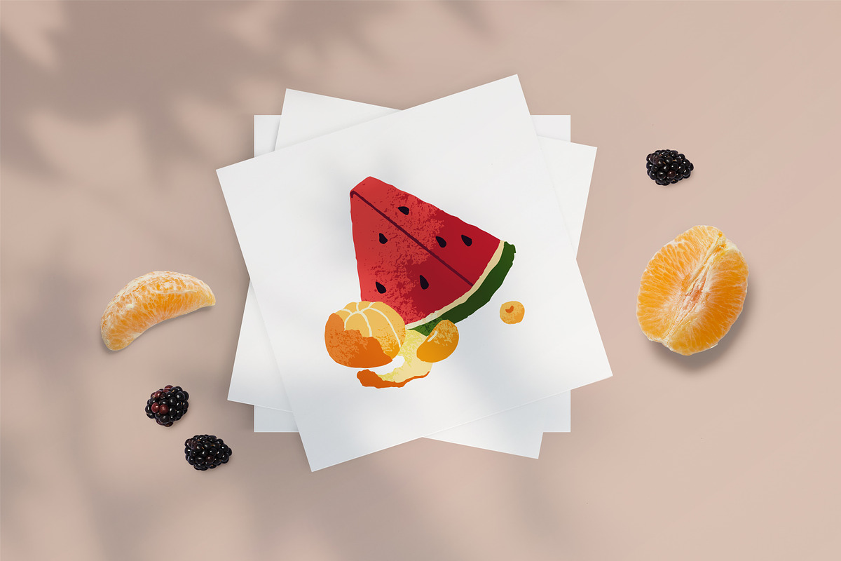 Fruits, berries set, patterns, cards, a Food Illustration by PaperTrident (Photo 10 of 13)