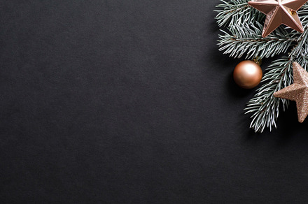 Christmas banner black xmas backgro stock photo containing star and ball, a Holiday Photo by photoguns