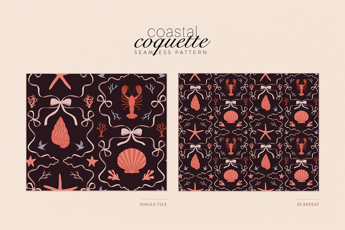 Coastal Coquette Seamless Pattern, a Pattern Graphic by Dina Mae (Photo 4 of 14)