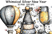 Whimsical Silver New Year Clipart, an Illustration by CraftArtStudio (Thumbnail 1 of 6)