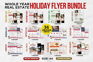 Real Estate Holiday Flyer Bundle, a Flyer Template by CreativeVinesStore