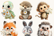 Cute Baby Animals with Flowers Clipa, an Animal Illustration by Design Scotch (Thumbnail 5 of 10)