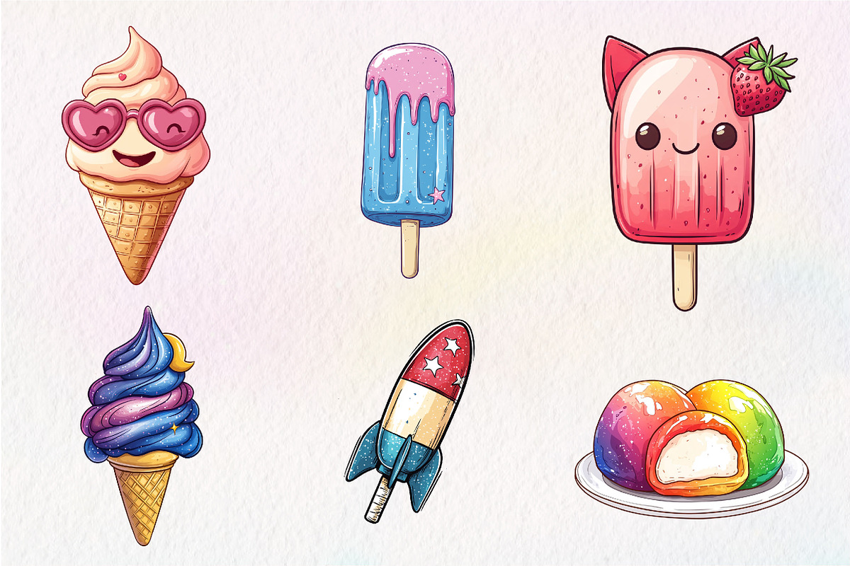 Colorful Summer Ice Cream Clipart, an Illustration by CreationArt (Photo 3 of 5)
