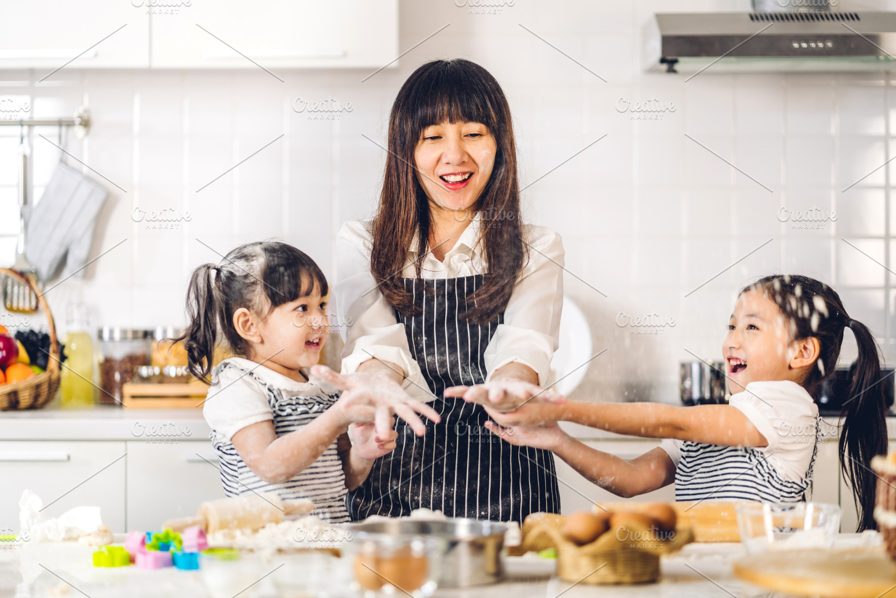 Portrait of enjoy happy love asian family mother and little todd, a Person Photo by Art_Photo