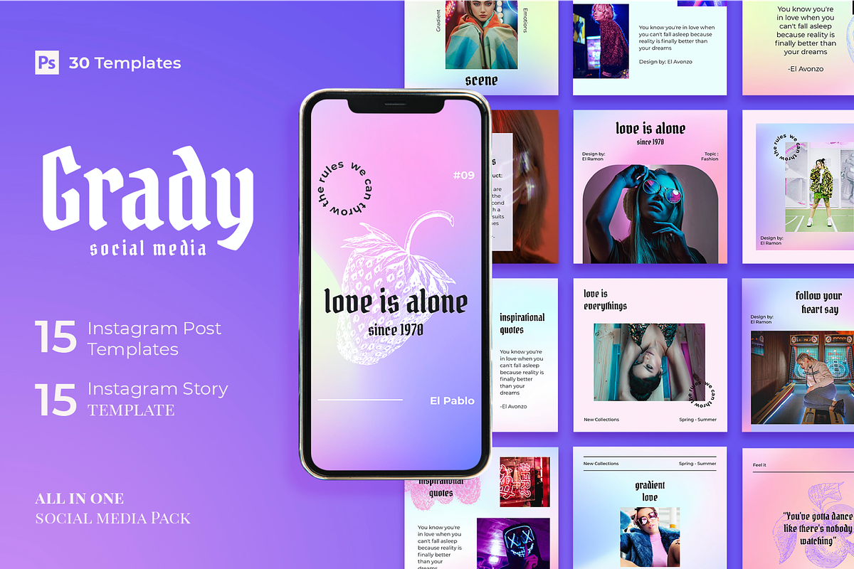 Grady - 30 Instagram Post & Story, a Social Media Template by Designspace (Photo 1 of 6)