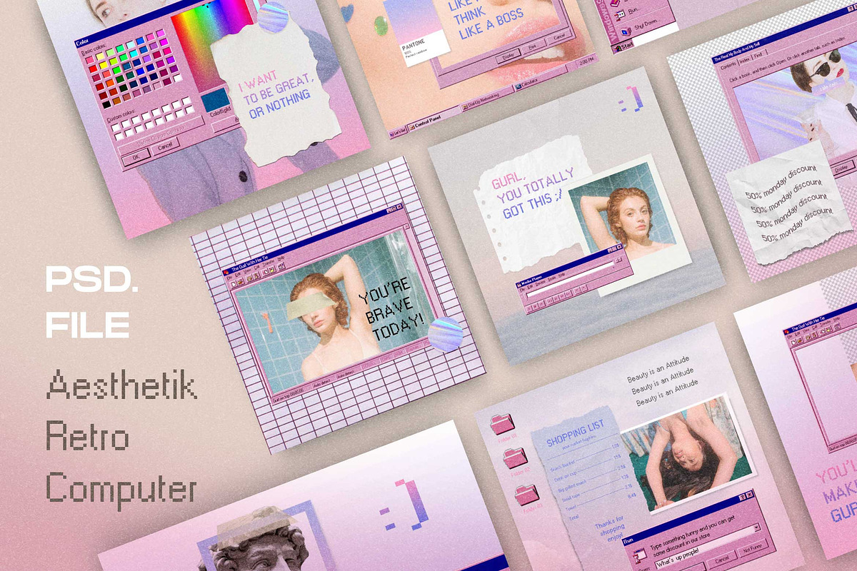 Aesthetik - Retro Computer, a Social Media Template by Dirtytemp Studio (Photo 5 of 6)