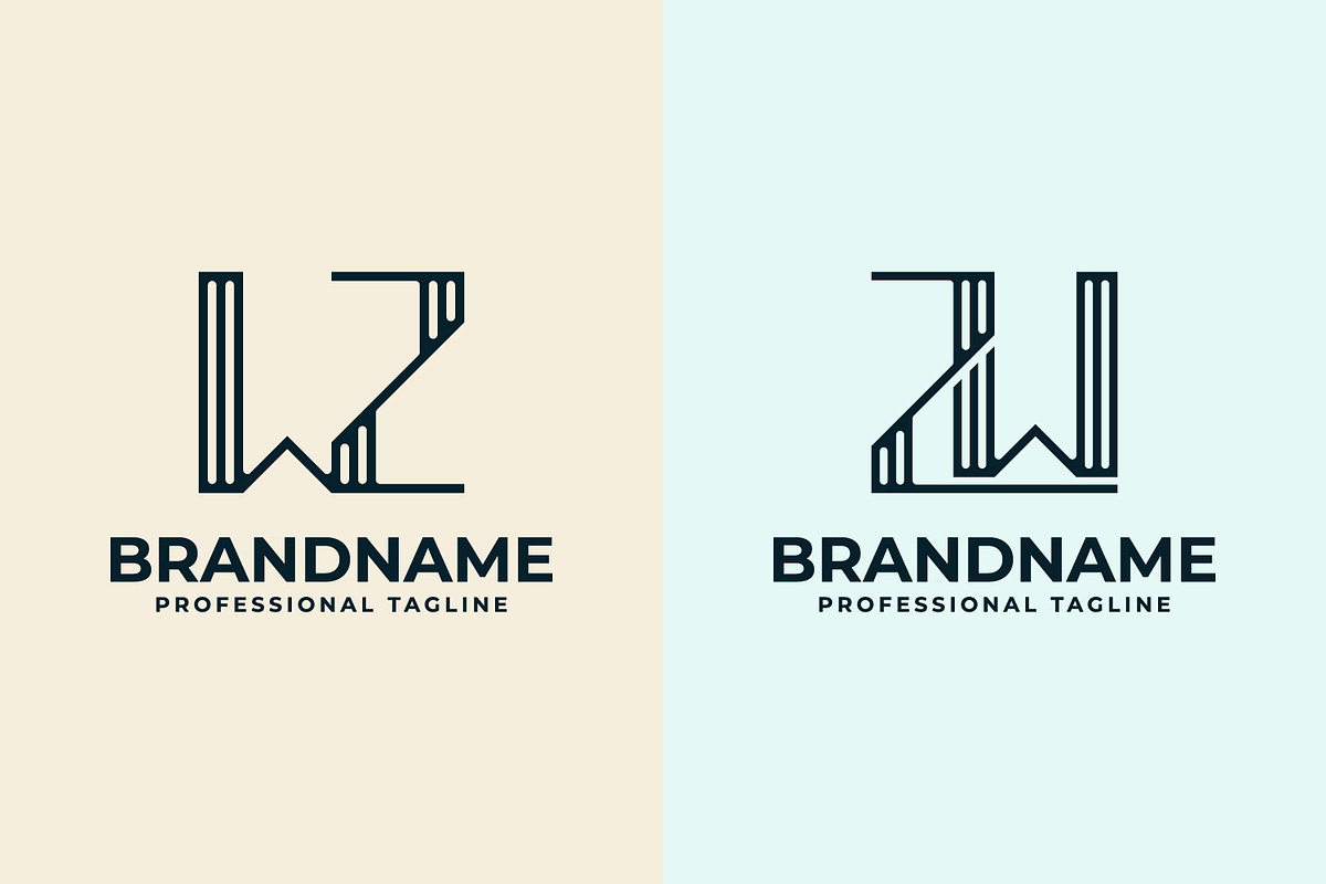 Letters WZ ZW Stripe Logo Set, a Branding & Logo Template by Pray Art Design Studio