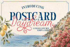 Postcard Daydream Coastal Font Duo, a Script Font by Littlehand