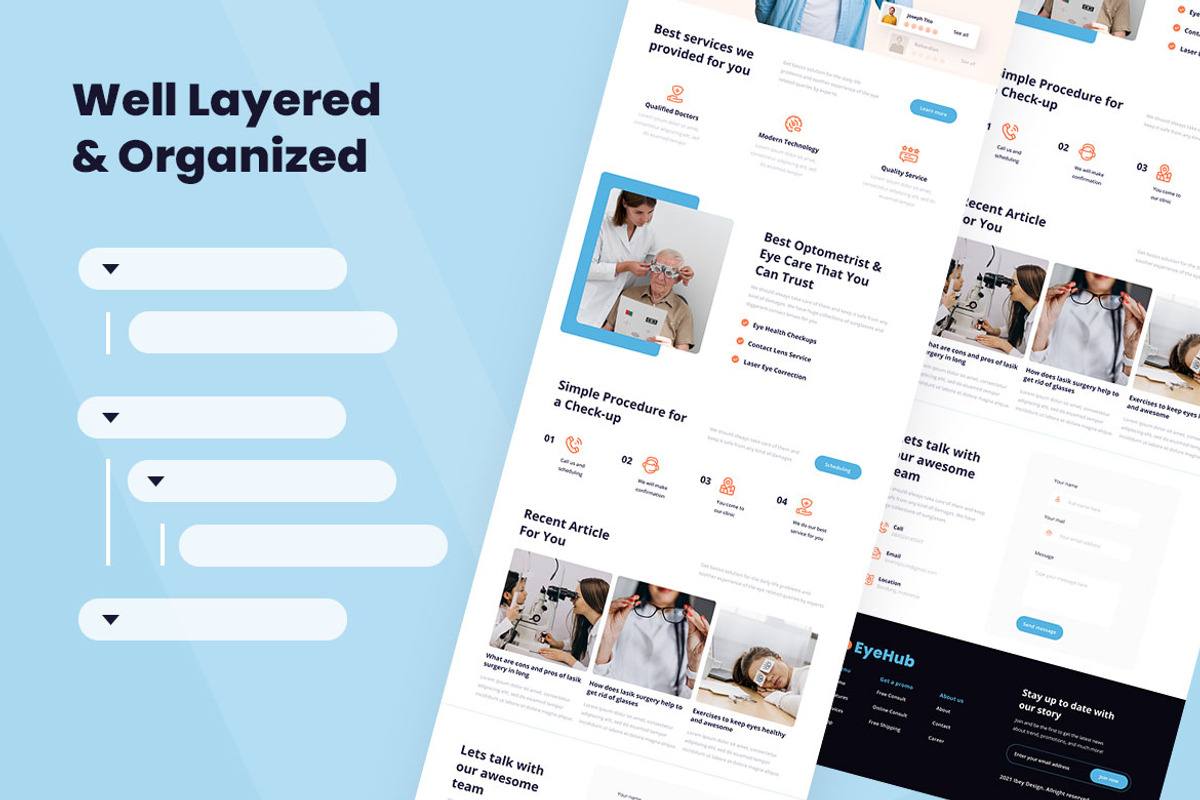 Optometrist & eye care Web Design, a Wireframe Template by INSPR STD (Photo 5 of 6)