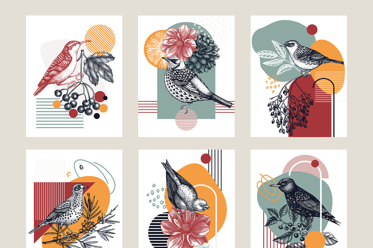 Autumn Flowers & Birds Vector Set, an Object Graphic by Yevheniia (Photo 3 of 8)
