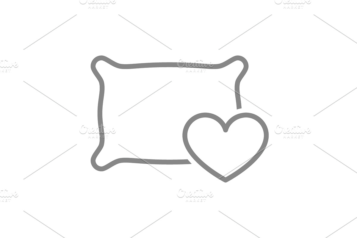 Heart pillow line icon. Humanitarian, an Object Illustration by GraphiShop