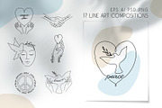 Peace and love line art illustration, an Illustration by Julia M. Watercolor (Thumbnail 1 of 9)