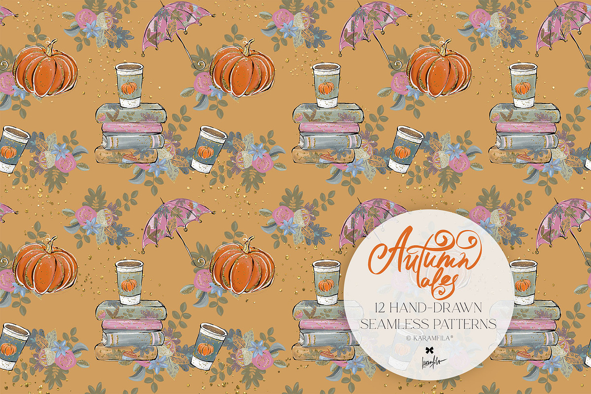 Fall Woodland Clipart & Patterns Kit, a Seasonal Illustration by KaramfilaS (Photo 19 of 25)