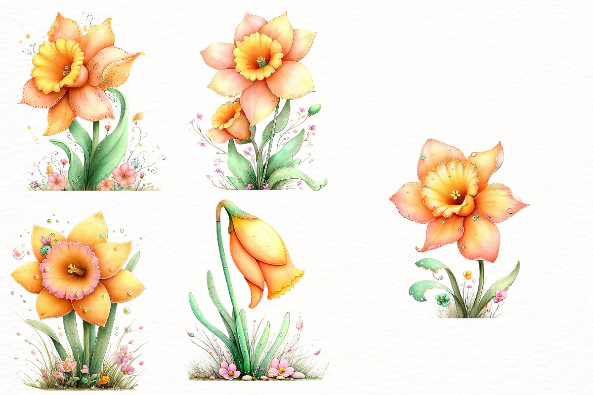 Whimsical daffodil Clipart, an Illustration by Designworld (Photo 4 of 7)