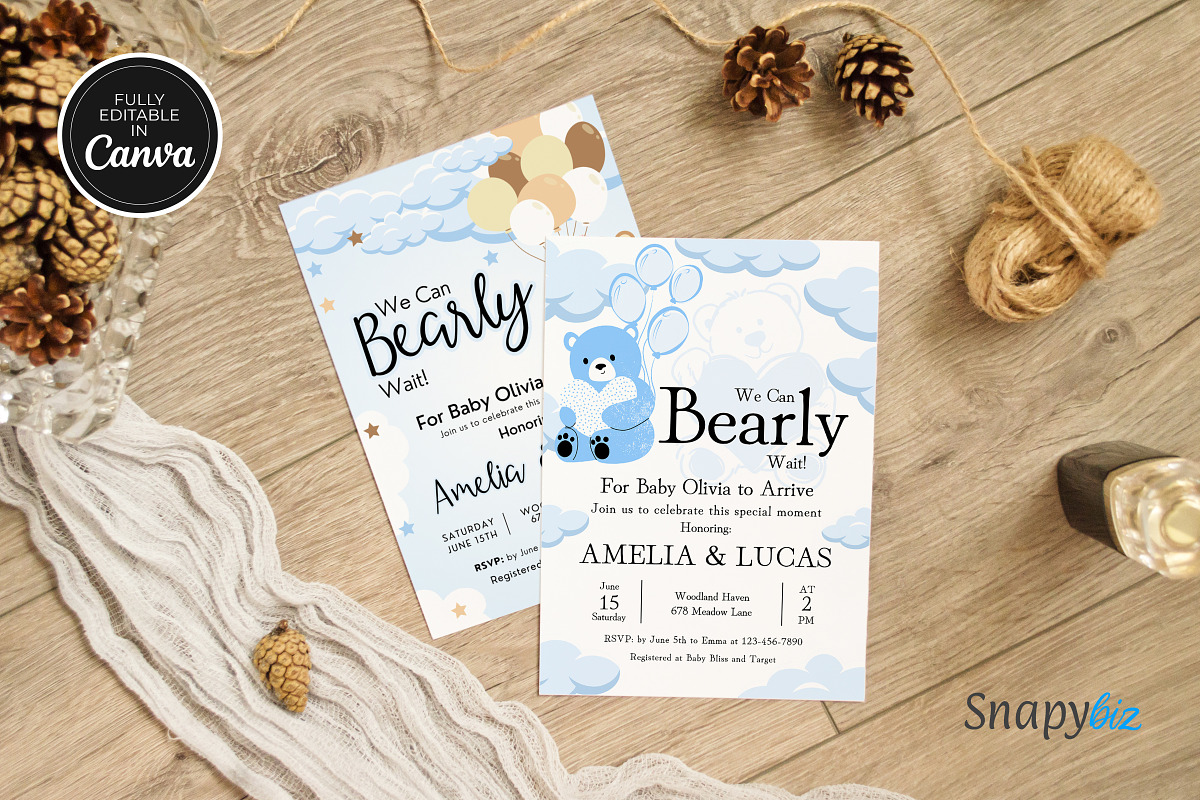 Teddy Bear Baby Shower Invitation, an Invitation Template by Snapybiz (Photo 9 of 10)