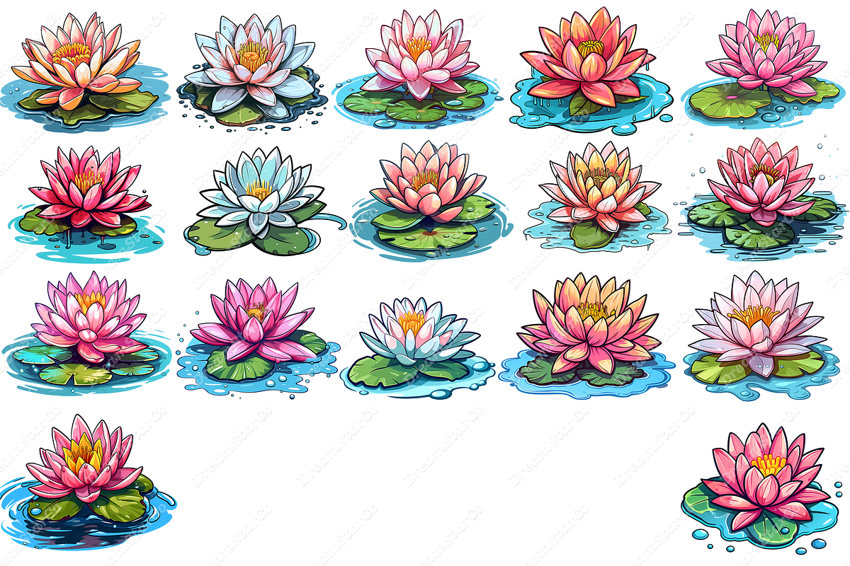 Water Lily Clipart, an Object Graphic by DreamerStarCo (Photo 2 of 6)