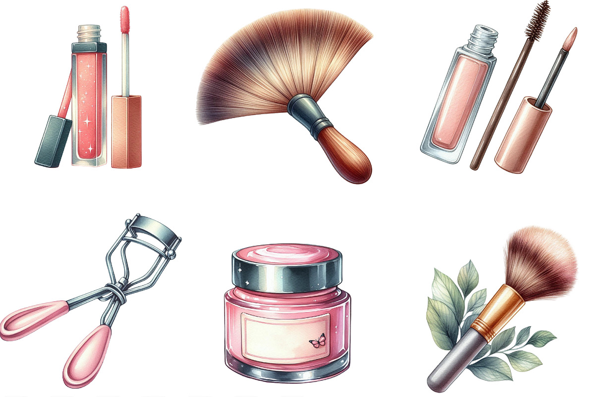 Watercolor Makeup Clipart, an Illustration by Designking (Photo 3 of 4)