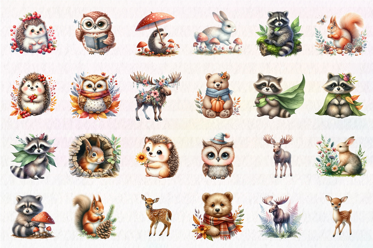 Watercolor Woodland Animals clipart, an Illustration by CreationArt (Photo 5 of 5)