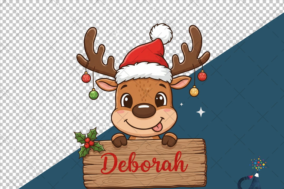 Funny Christmas Reindeer With Sign P, an Illustration by Creative Art (Photo 2 of 6)