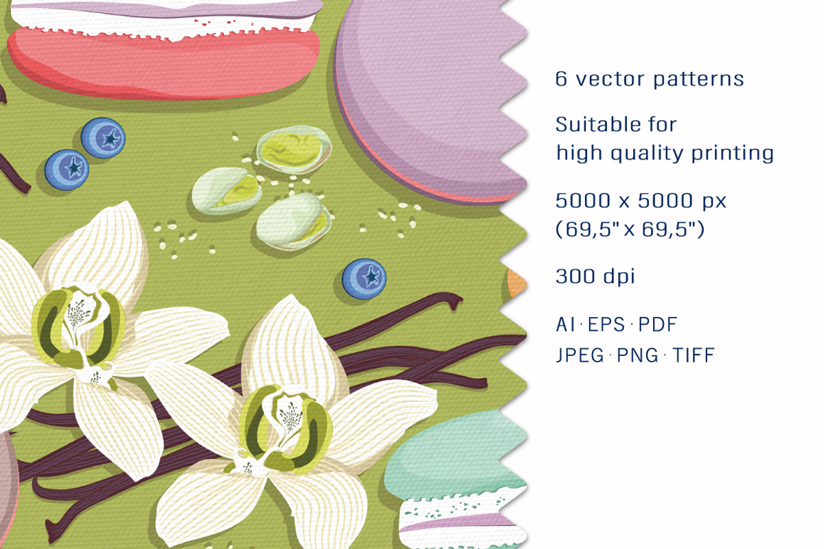 Macaron and Vanilla flowers, a Pattern Graphic by Yummy (Photo 2 of 7)