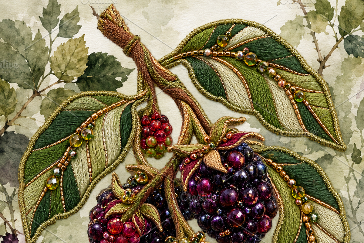 Beaded Blackberry Sprig PNG, an Object Graphic by The Edit (Photo 2 of 3)