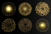 Set of realistic golden fireworks, a Decorative Illustration by Yayasya (Thumbnail 2 of 3)
