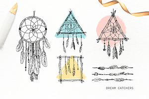 Set Of Feathers & Dream Catchers