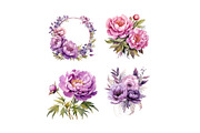 Watercolor Peony Clip Art, a Decorative Illustration by HoneyBunnyDigital (Thumbnail 4 of 14)