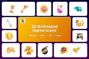 3D Animated Game Elements Icon Set, a Scene 3D Model by Flat Icons